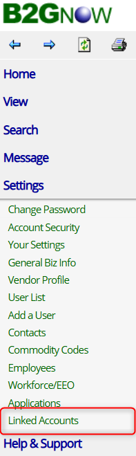 From the left navigation, select “Linked Accounts” to manage external account connections.