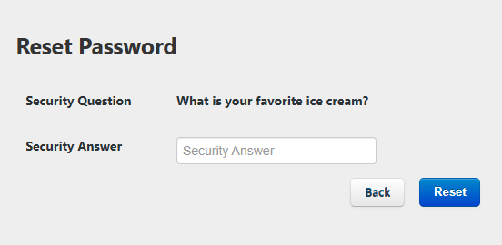 Read the instructions, answer the security question, and select “Reset”.